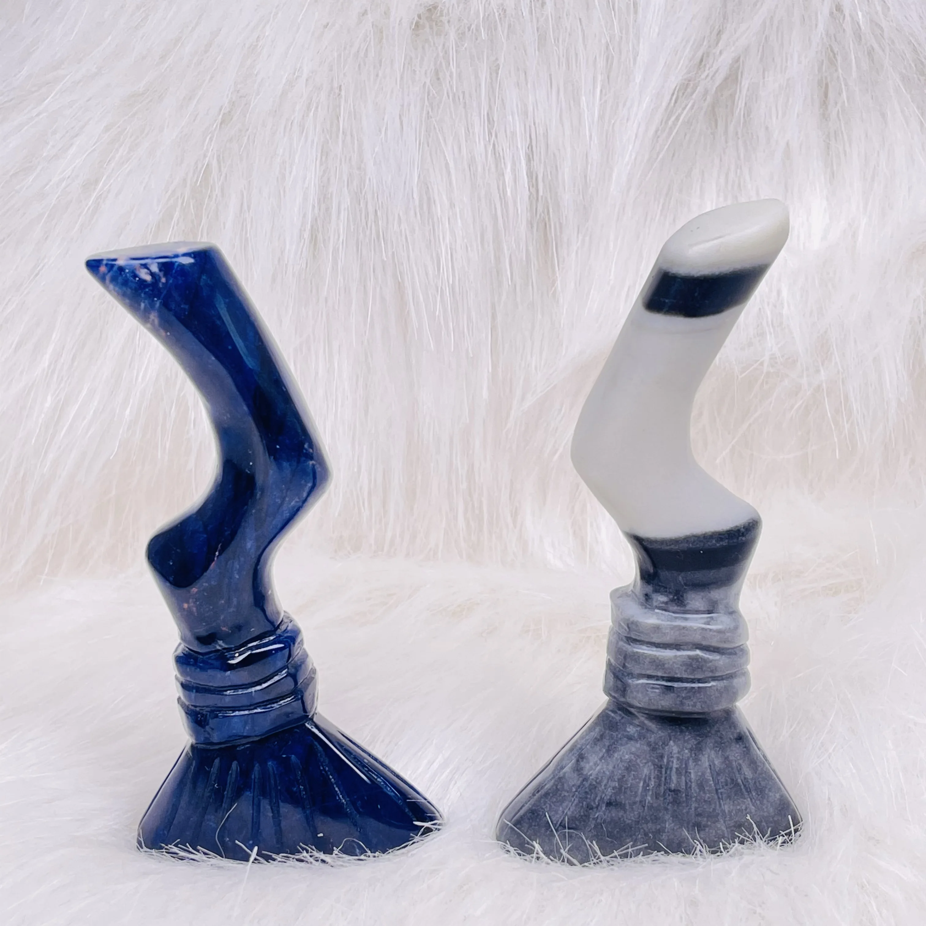 

Natural Lapis Lazuli Crystal Carved Cartoon Standing Magic Broom Home Gift Decoration