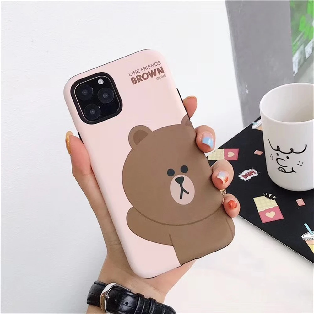 Фото Cute Cartoon Bear Back Cover for iPhone 11 Pro Max 6 7 8 Plus Soft TPU Dual Protective Case Xs XR Мобильные телефоны и Cute Cartoon Bear Back Cover for iPhone 11 Pro Max 6 7 8 Plus Soft TPU Dual Protective Case Xs XR Мобильные телефоны и