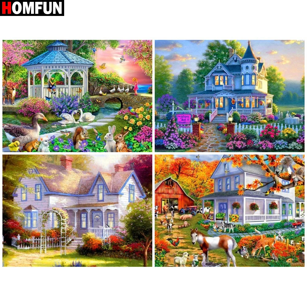 Картина из квадратных и круглых страз HOMFUN 5D алмазная вышивка экологичные поделки