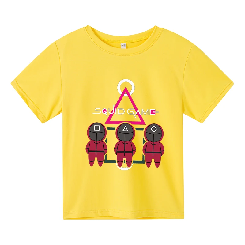 

Хлопковая футболка с принтом игры кальмар, Стильная Спортивная Детская рубашка с коротким рукавом и граффити в стиле культуры для мальчико...