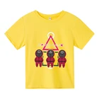 Хлопковая футболка с принтом игры кальмар, Стильная Спортивная Детская рубашка с коротким рукавом и граффити в стиле культуры для мальчиков и девочек