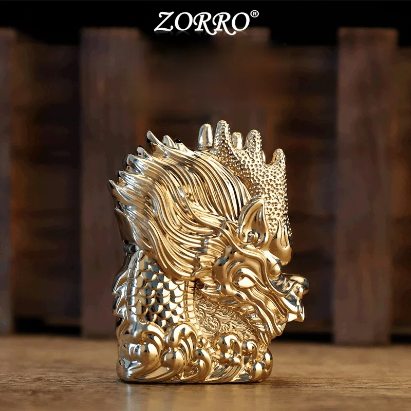 

Luxury 3D Dragon Engraving ZORRO Kerosene Lighter Retro Metal Welding Men's Smoking Collection Lighter Cigarette Accessories