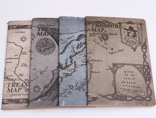 Винтажный блокнот с картой сокровищ 1 шт. 32 к 80 страниц школьный дневник записные