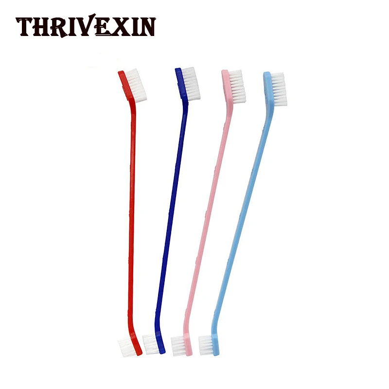 Двухсторонняя зубная щетка для собак 2 шт. Мягкая с длинной ручкой домашних