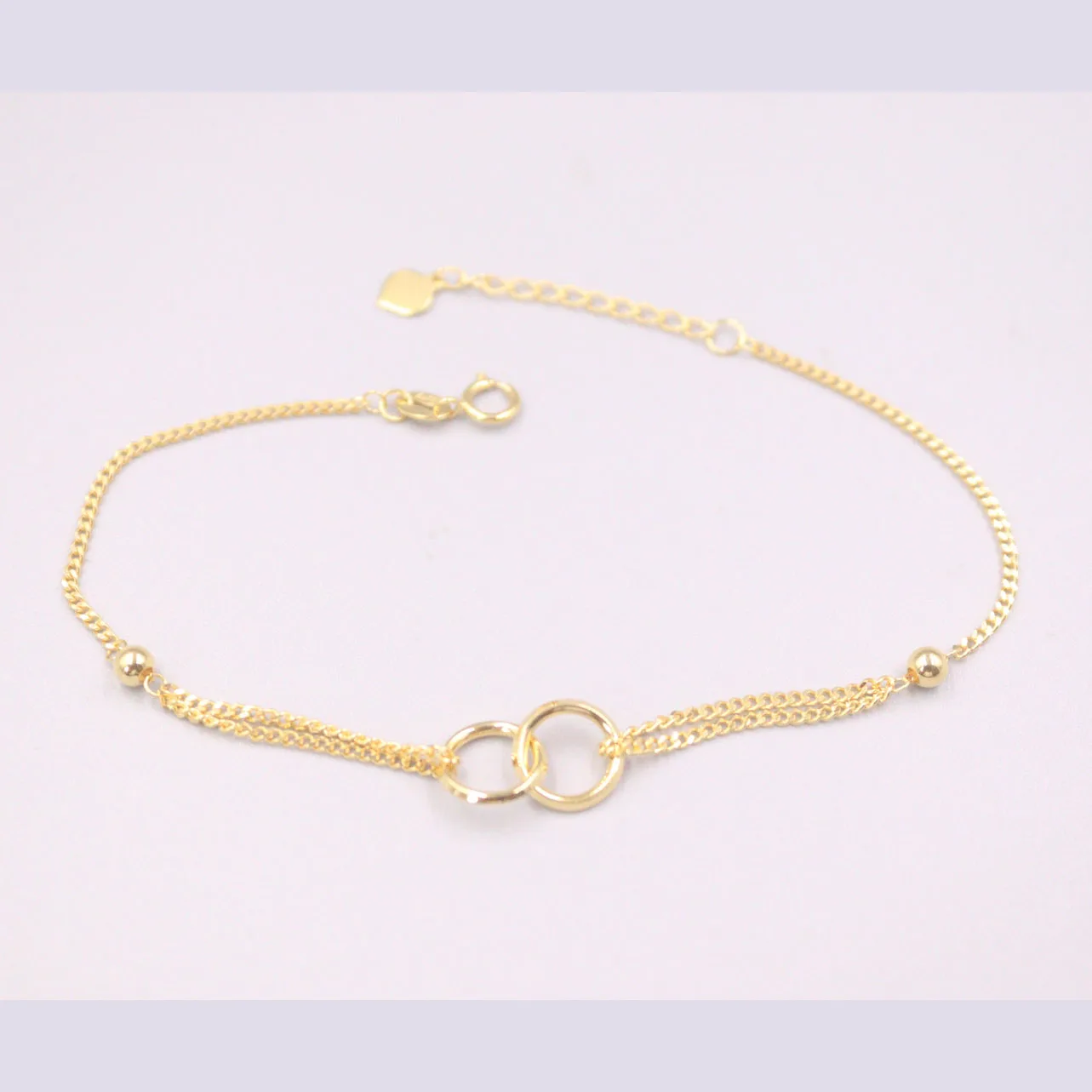 

Au750 Real 18K Yellow Gold Bracelet Woman's Cuban Chain Small Circle 8mm Bracelet Female's Link 6.7''L Gift /2.4g