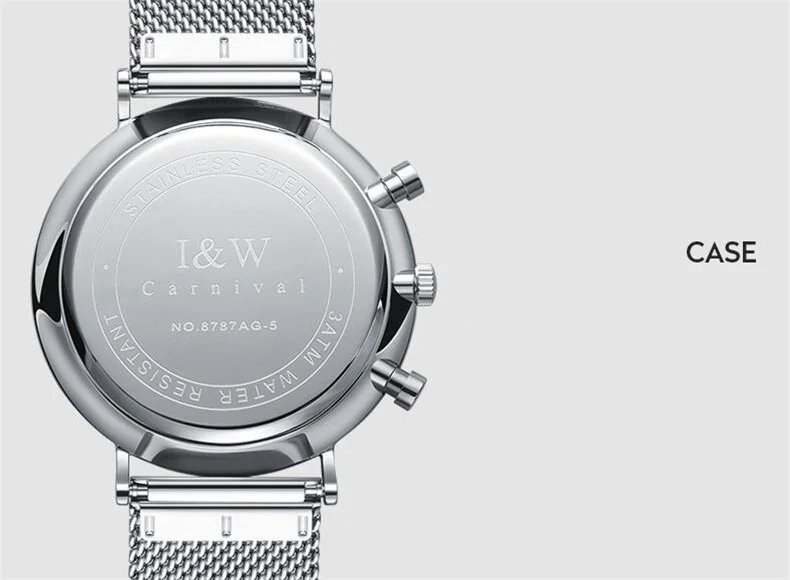 

CARNIVAL Casual Sport Watches for Men Top Brand Luxury Military Stainless Steel Wrist Watch Man Clock Fashion Wristwatch 2019