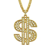 us dollar money necklace pendant 316l stainless steelgold color chain for womenmen rhinestone hip hop bling jewelry