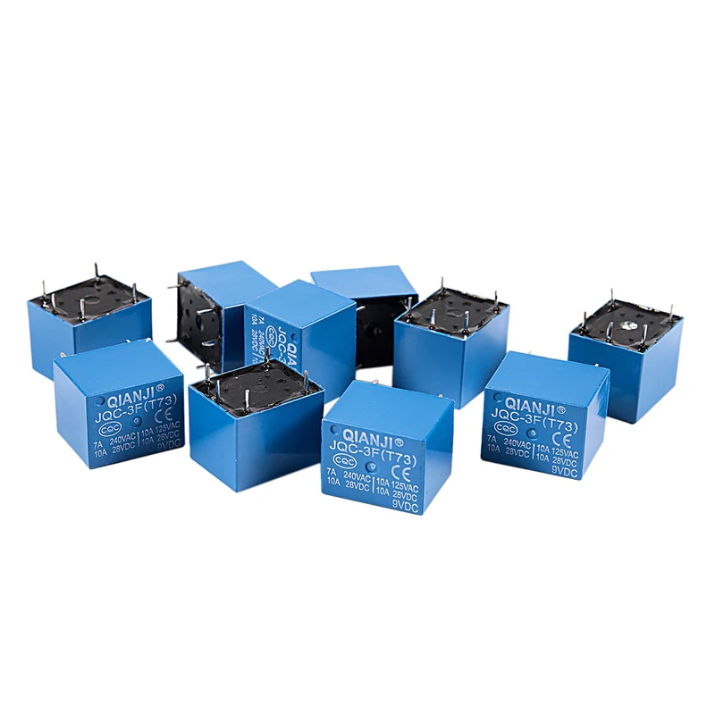 10 Pcs DC 9V Coil 10A SPST 5 Pin Electromagnetic Relays PCB Type JQC-3F | Switches &amp
