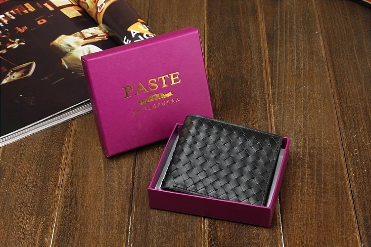 

New European and American Women's Woven Embossed Wallet Men and Women Short Universal Wallet Leather Top Layer Cowhide Fashion