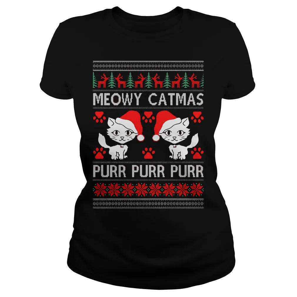 

Meowy Catmas Purr Purr Ugly Christmas Women's T Shirt