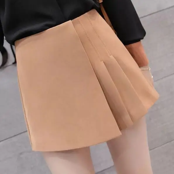 Однотонная плиссированная юбка с высокой талией шорты 2020 весна-лето Необычные