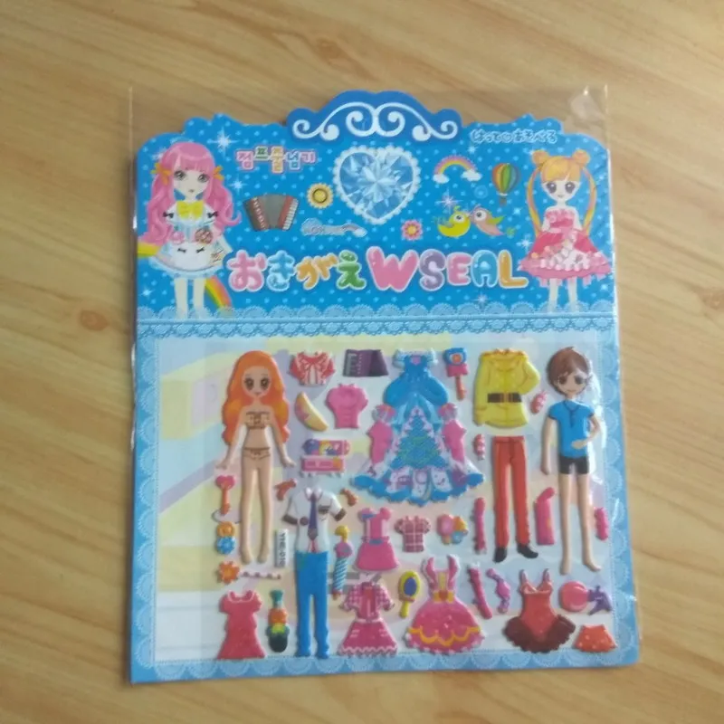 1 лист Дети Девочка одеваются наклейки 3D Пузырьковые для девочек дневник телефон