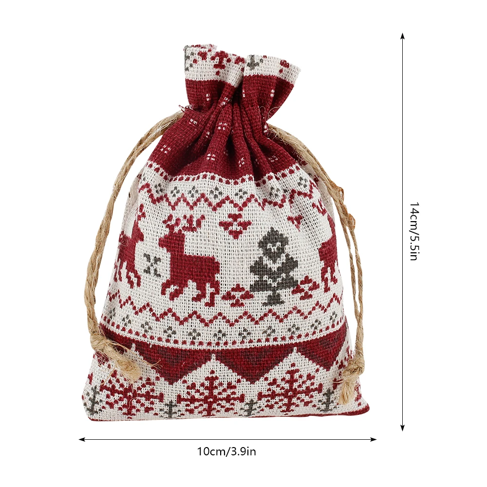 24 шт./компл. рождественские мешковины на завязках льняные сумки мини-сумки для