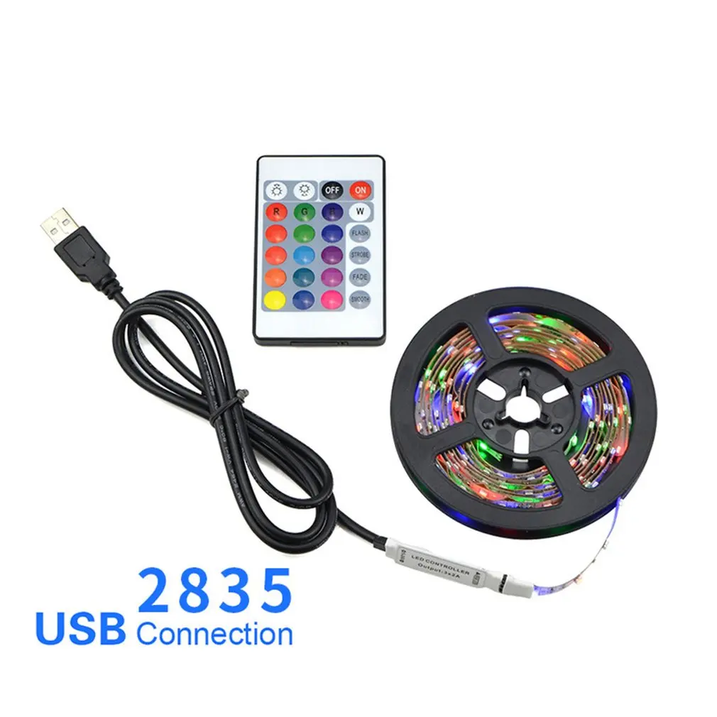 

Светодиодная гибкая ленсветильник RGB 2835 USB 5 В, декоративсветильник освещение, лента с пультом дистанционного управления, лампа для праздник...