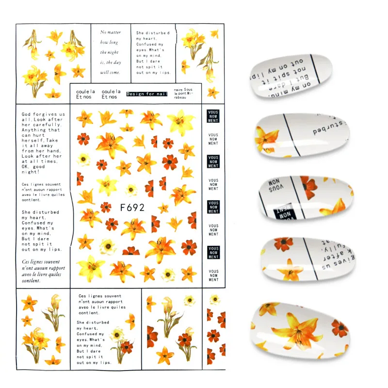 

1 Sheet 3D Nail Sticker Flower Leaves Slider Transfer Nail Stickers Nail Art DIY Transfer Sticker Decals Decoration