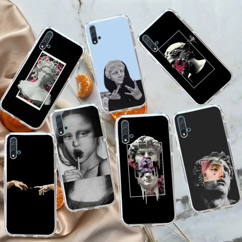 

Statue Abstract Art David Medusa Phone Case Transparent for Huawei honor P mate 40 20 30 10 50 i 9 x mate pro lite 8a
