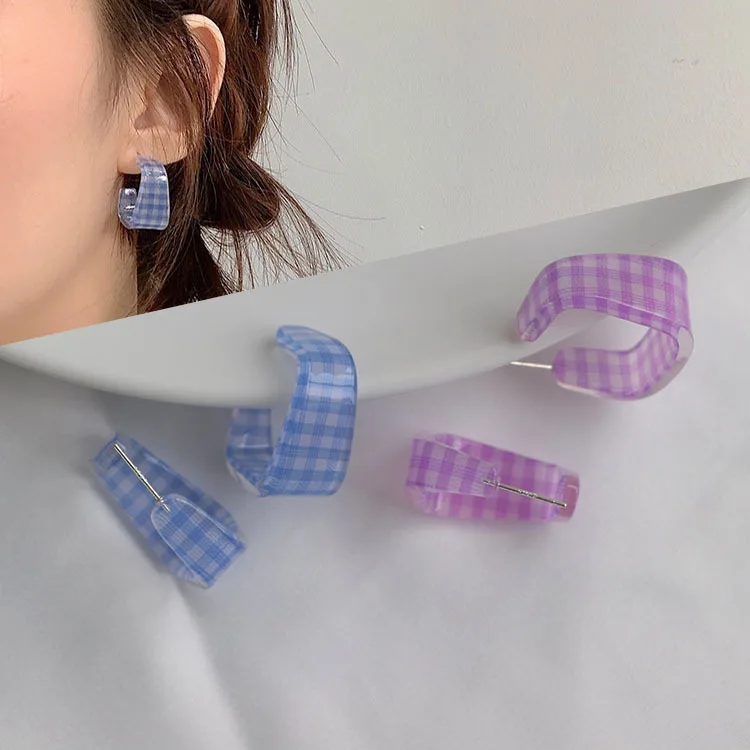 6 шт. 25x24 мм Модные Акриловые серьги гвоздики с уксусной кислотой синие и