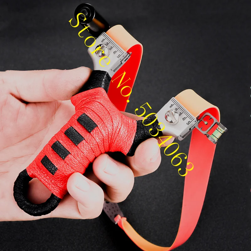 

High quality hunting stainless steel slingshot with infrared laser sight using flat rubber band slingshot for outdoor shooting