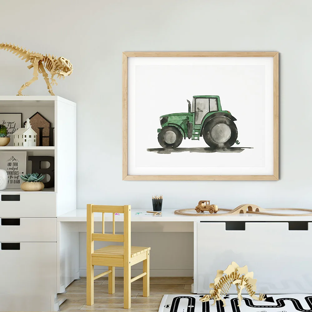 

Construction Vehicle Truck Child Poster Toy Car Wall Art Canvas Transportation Print Nursery Watercolor Painting Nordic Boy Room