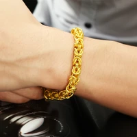 luxury yellow gold plated bracelet for women frosted dragon head male bracelet 22cm hand chain wedding party fine jewelry gifts