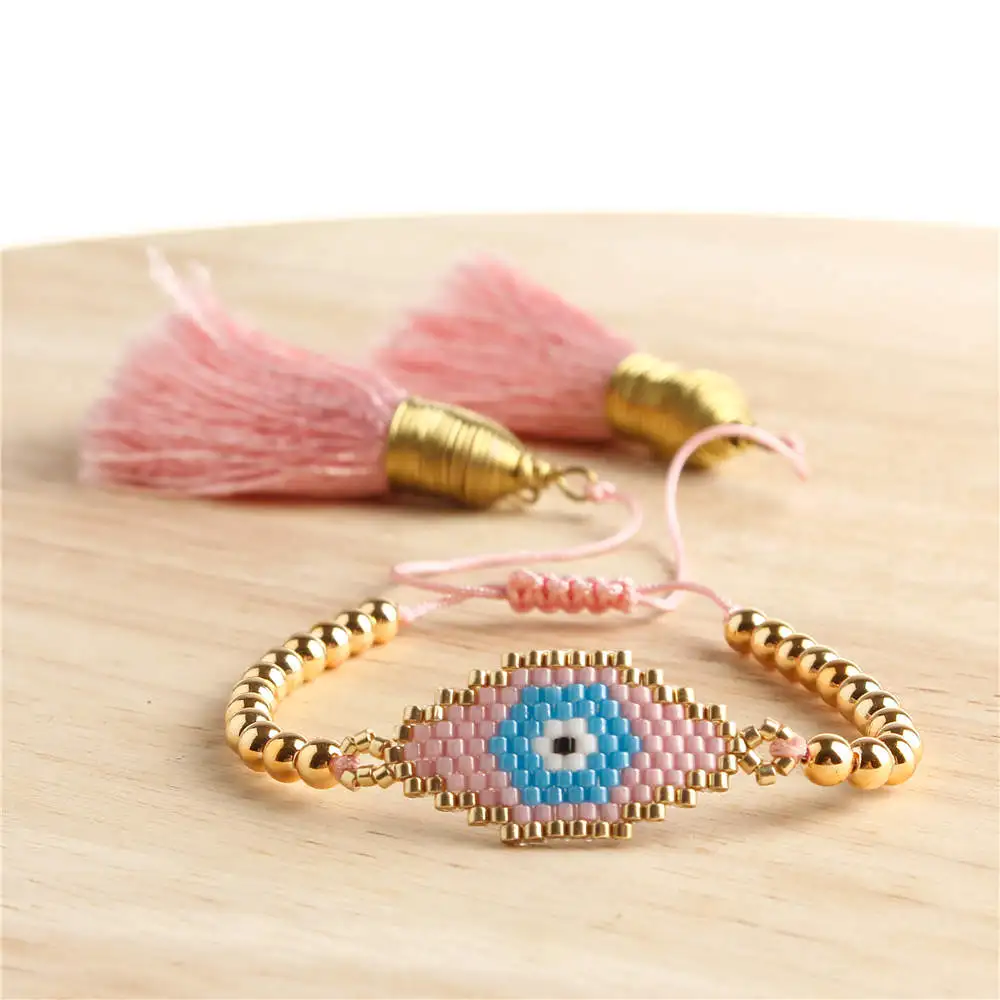 Shinus 10 шт./лот браслет evil eye бусины Miyuki Delica браслеты с кисточкой турецкий глаз Браслеты Mujer Bileklik DIY ручной работы