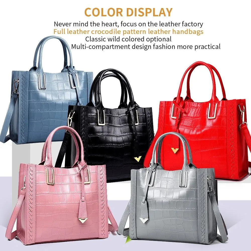 

Stone Pattern Genuine Leather Women Shoulder Bag 2020 Female Leather Totes Bag Luxury Women Leather Handbag Brand Designer