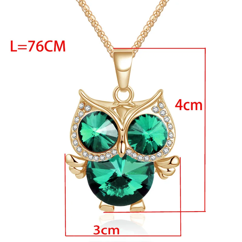 Высокое качество 4 цвета милое Австрийское Хрустальное колье сова кулон длинный
