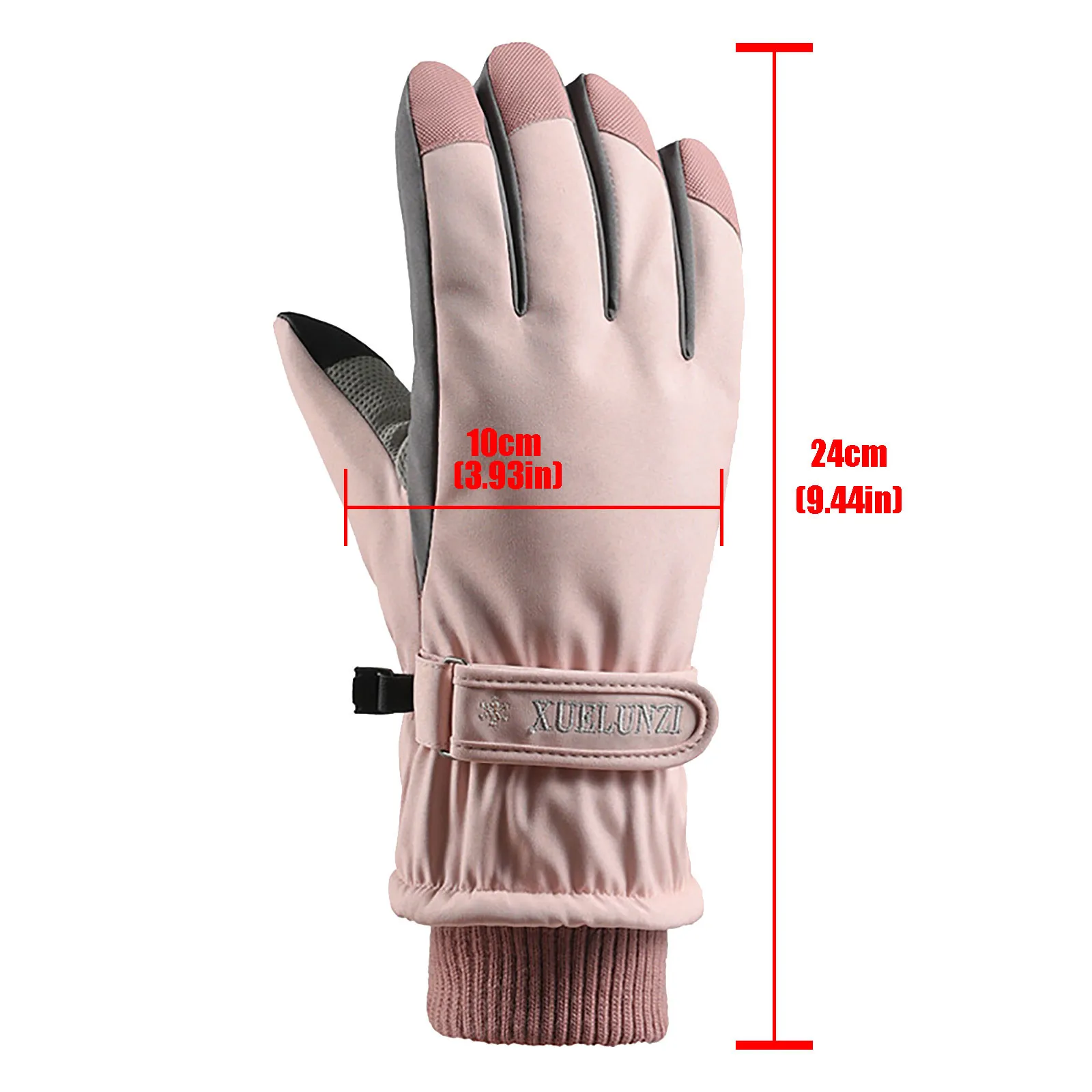 

Winter men and women plus velvet thickened warmth wind and cold sports adjustable soft ski riding gloves