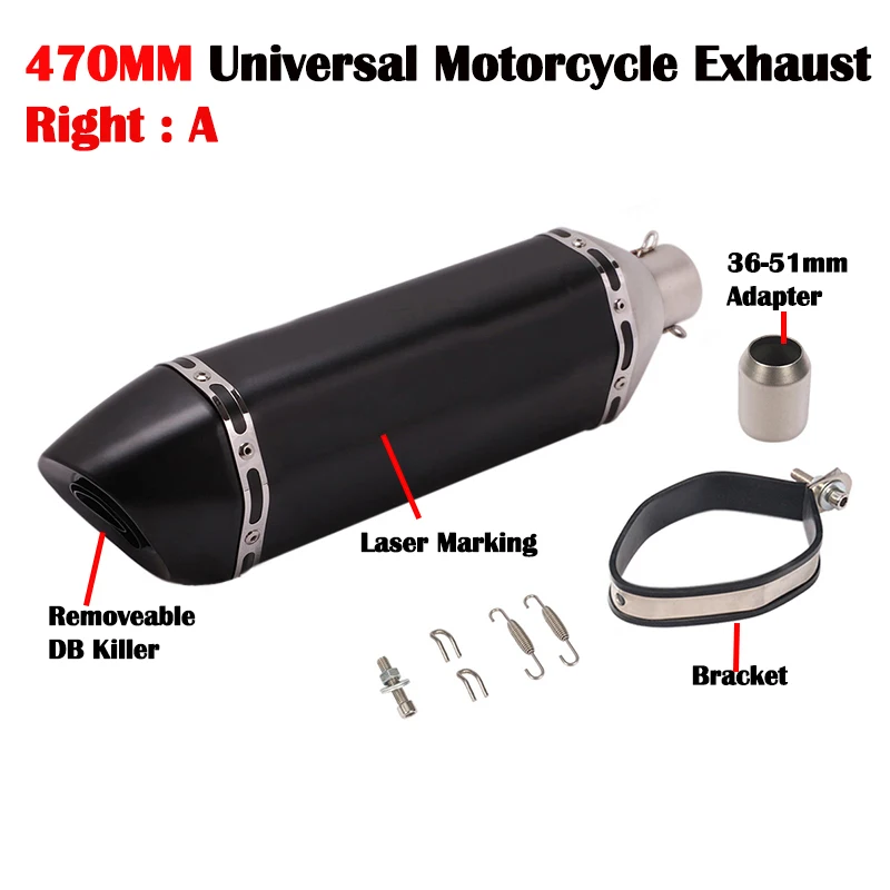 470mm Motorcycle AKGAP GP Exhaust Right Left Side xhaustMuffler Escape Moto For Nmax MSX NC750X CBR Z900 Z1000 R1 848 1098 RC390 |