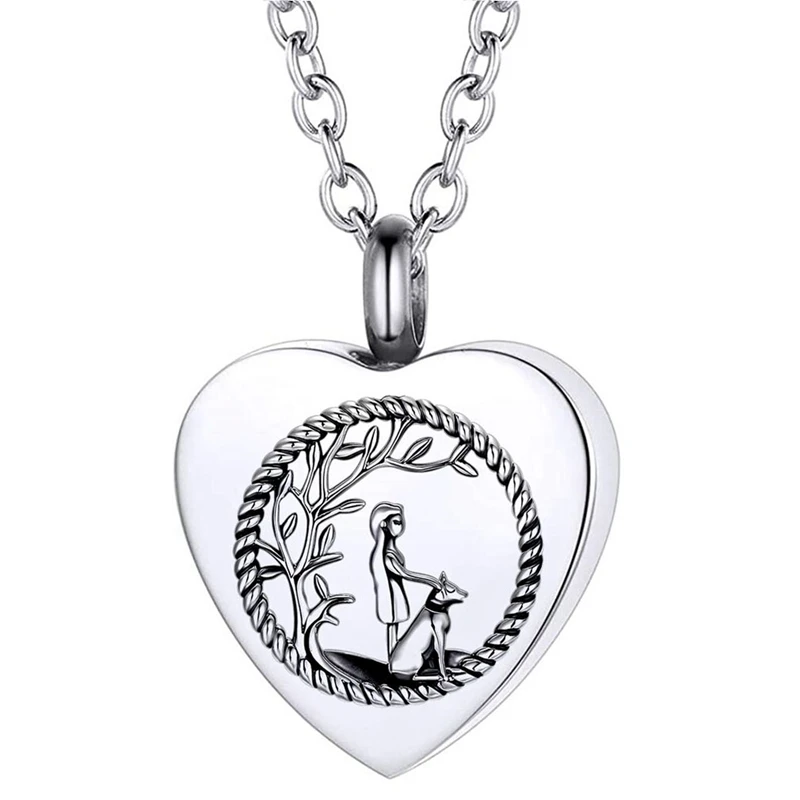 Tree Of Life Owl Necklace Stainless Stee Classic Heart Shape Cremation Urn Ashes Pendant Necklace For Women Jewelry Gifts
