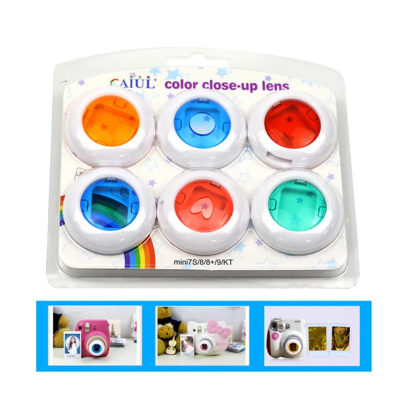 6 шт Цвет Фул зеркало фильтра для ЖК-дисплея с подсветкой Fujifilm Instax Polaroid Mini8 8 + 9