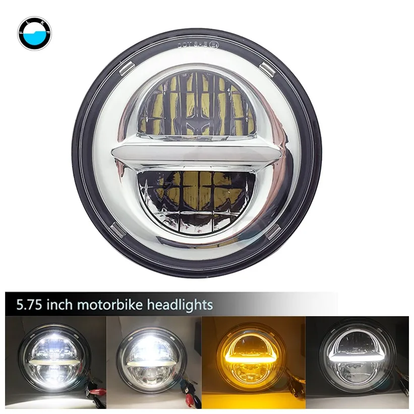 NO1 50W chrome 5,75 дюймов светодиодный проектор фары с белыми DRL огнями для Honda Shadow Aero Phantom VLX 600 750 VT 1100 - Цвет: NO1 50W chrome