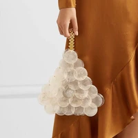 new shell bags for women luxury evening sequins handbags lady mini chain shoulder bag designer girl pearl pendant crossbody bag