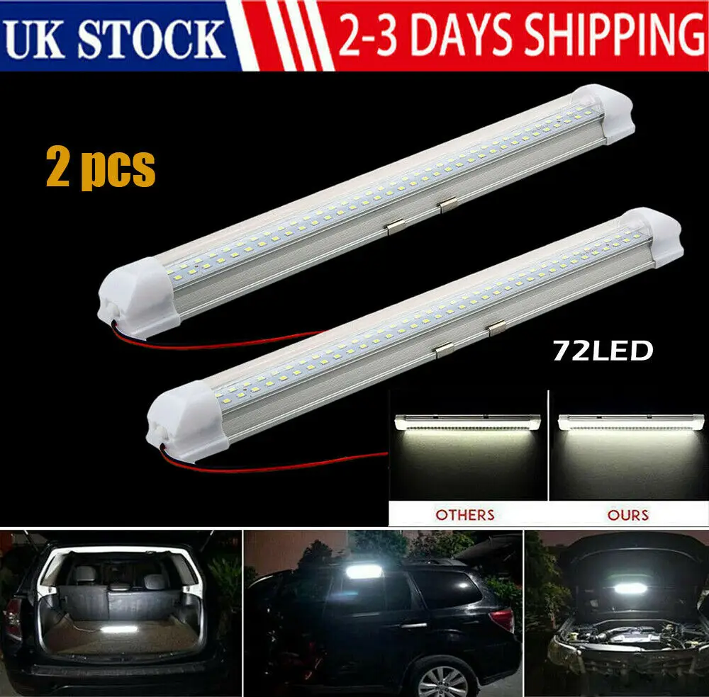 

Световая полоса для салона автомобиля, 2x12 В, 72 светодиода, Переключатель ВКЛ/ВЫКЛ для автобуса, 12 В