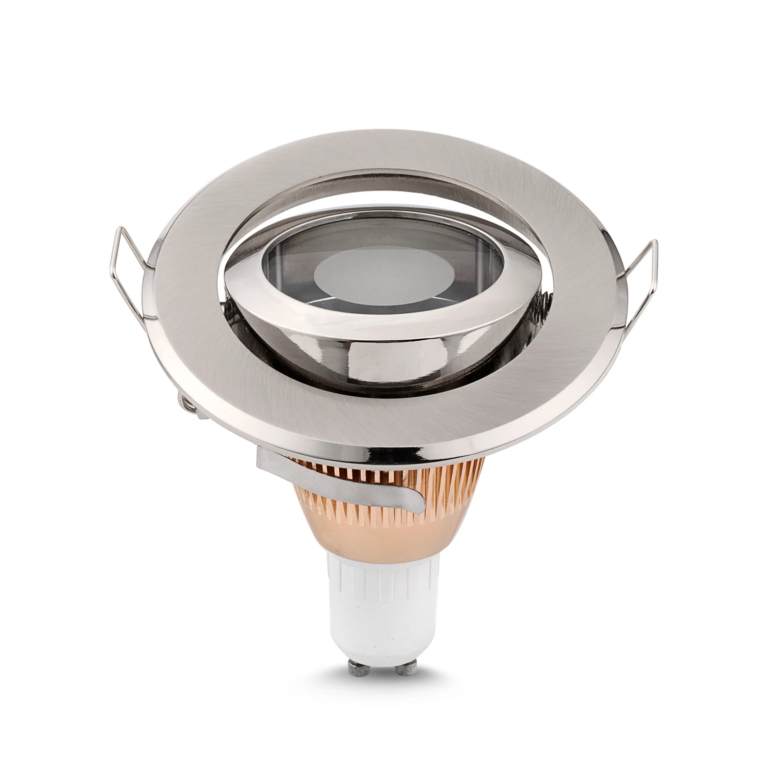 

high quality Zinc Alloy gu10 mr16 socket recessed LED spot light fixture frame circle satin fitting