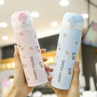 cartoon cute vacuum stainless steel thermo water bottle portable bomb cover drinking cup for kids girl student insulated bottles