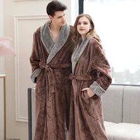 lovers winter long flannel coral fleece warm solid bathrobe women men kimono pink bath robe bridesmaid sexy dressing gown