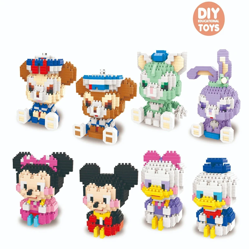 

6 Disney Micro-Diamond Building Blocks Mickey Minnie Donald Duck Early Childhood Educational Intelligence Development LEGAO