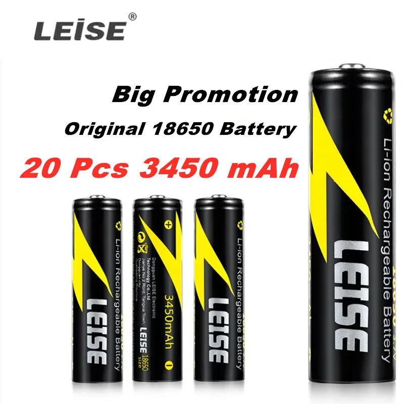 Leise 20 шт 3450mah 18650 аккумулятор аккумуляторная батарея Li ion 3 7 v для фонарей фары