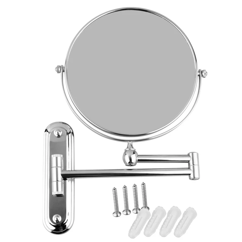 

Silver Extending 8 inches cosmetic wall mounted make up mirror shaving bathroom mirror 3x Magnification
