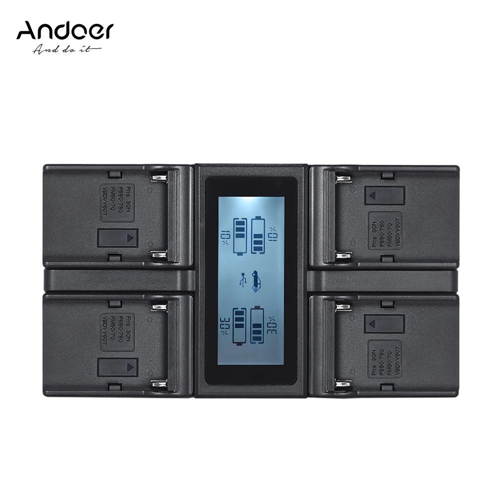 Andoer NP F970 4 канальное зарядное устройство для аккумулятора цифровой камеры с ЖК