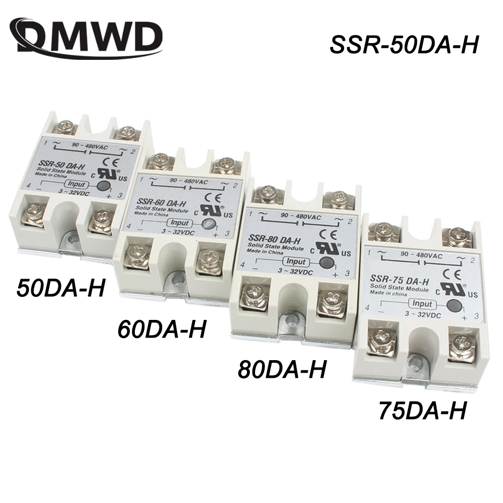 Твердотельное реле SSR 50DA H 50A 80 ~ 250 V DC TO 90 480 AC 60DA75DA 80DA регулятор твердотельного