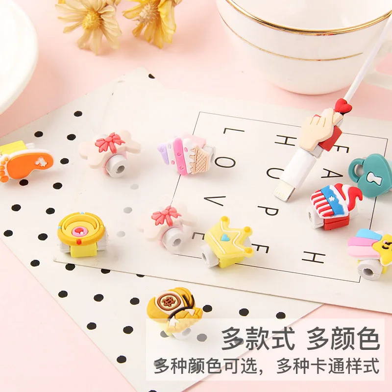 Милый 30 шт./лот мультяшный USB кабель для наушников защита Samsung HTC кабеля