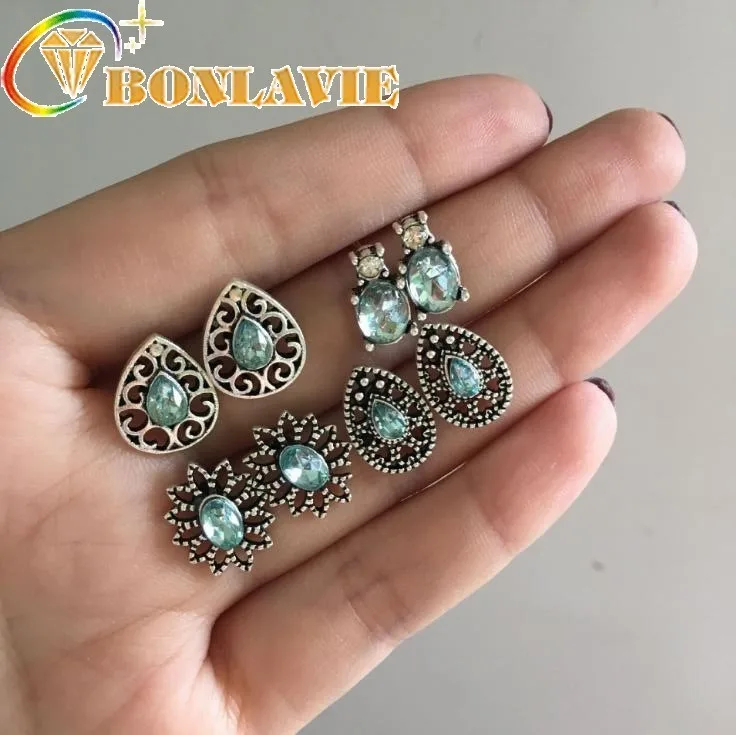 Новое поступление 4 пары винтажный со стразами серьги модное ювелирное изделие