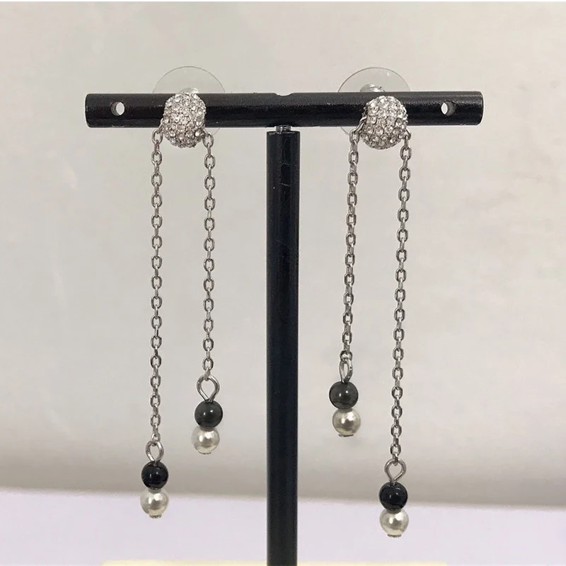 

SWA Fashion Jewelry New CANOPY Chain Pierced Earrings Platinum Earrings Exquisite Crystal Pearl Earrings Give Women Romantic Jew