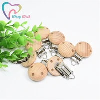 100 pcs natural wood pacifier clips smooth diy dummy clip infant soother clasps accessories round wooden baby pacifier holder