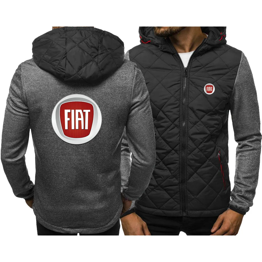 

Men's spring and autumn FIAT printing casual diamond stitching hoodie fashion cardigan long-sleeved zipper jacket hoodie