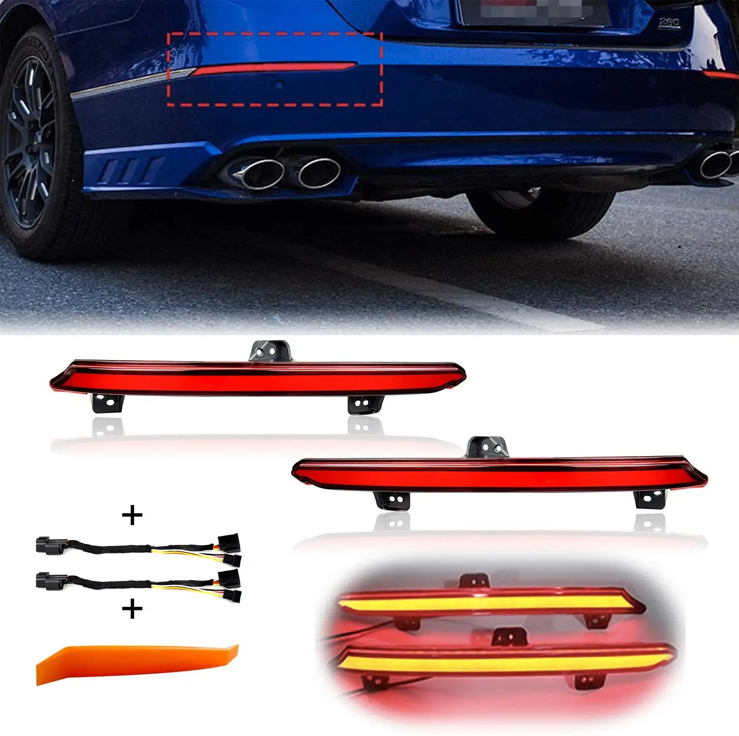 

Red Lens Rear Fog Light Bumper Reflector Brake Tail Sequential Flash Signal Lights Lamp For 2018-2020 Honda Accord 10th