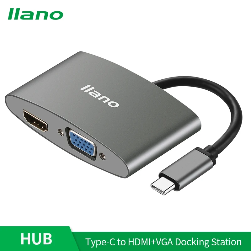LLANO Type C to HDMI-compatible VGA Adapter for Macbook  Dex Huawei P30 Dock Xioami Projector Monitor Computer Accessories