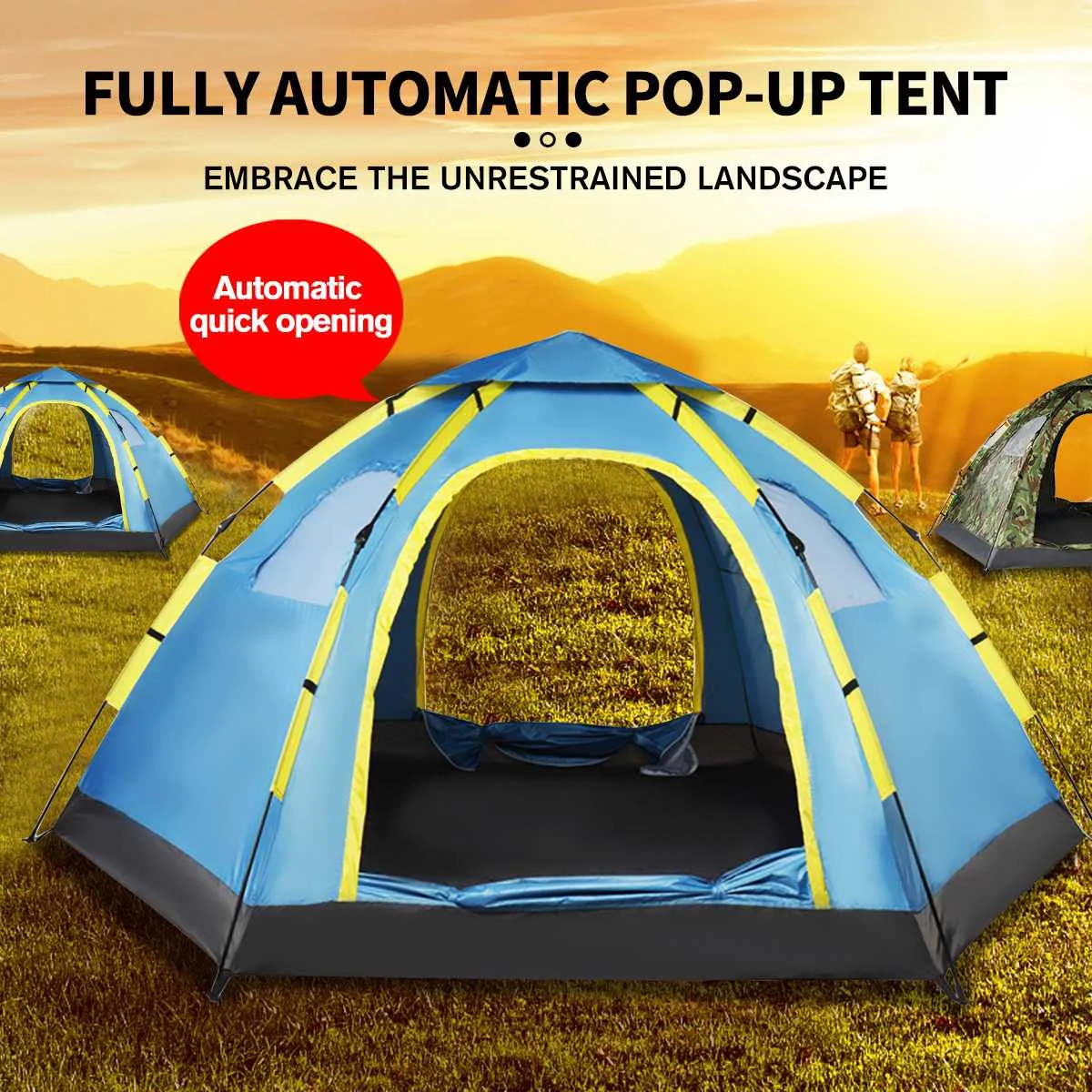 

Automatic Tent 6-8 Person Easy Open Camp Tents Ultralight Instant Shade Protable Backpacking for Sun Shelter Travelling Hiking